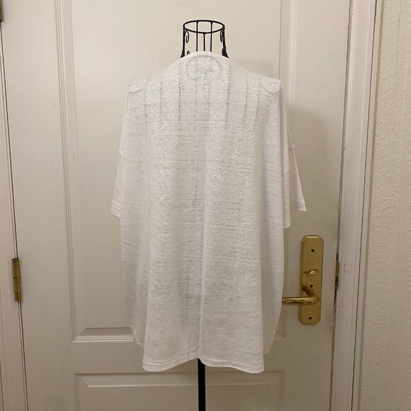 NWOT J. Crew Women White Boxy Oversized 100% Linen T-Shirt Size Medium - Picture 4 of 5
